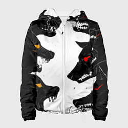 Куртка с капюшоном женская Волки со светящимися глазами, цвет: 3D-белый