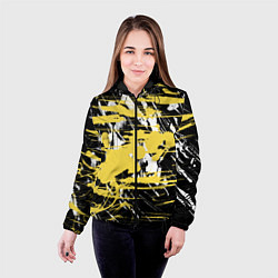 Куртка с капюшоном женская Желтая краска на черном, цвет: 3D-черный — фото 2