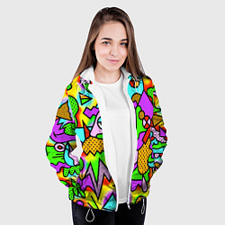 Куртка с капюшоном женская Абстрактный цветной паттерн, цвет: 3D-белый — фото 2