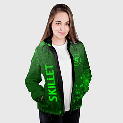 Куртка с капюшоном женская Skillet - green gradient вертикально, цвет: 3D-черный — фото 2
