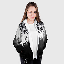 Куртка с капюшоном женская Гранж каллиграфия, цвет: 3D-белый — фото 2