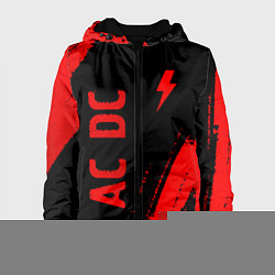 Куртка с капюшоном женская AC DC - red gradient вертикально, цвет: 3D-черный