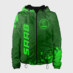 Куртка с капюшоном женская Saab - green gradient вертикально, цвет: 3D-черный