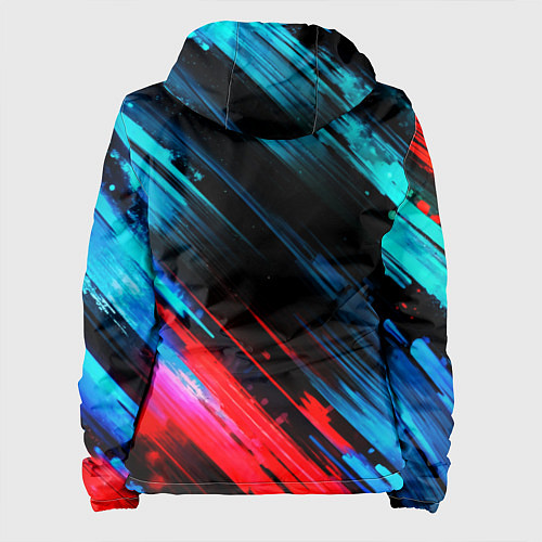 Женская куртка Синяя и красная краска на черном / 3D-Черный – фото 2