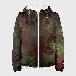 Женская куртка Абстракция - green fabric soaked in red paint