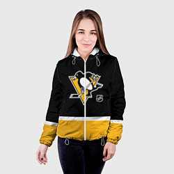 Куртка с капюшоном женская Питтсбург Пингвинз хоккей, цвет: 3D-белый — фото 2