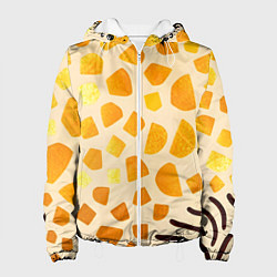 Куртка с капюшоном женская Золотистые пятна жирафа, цвет: 3D-белый