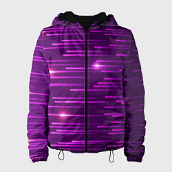 Куртка с капюшоном женская Цветные светящиеся полосы, цвет: 3D-черный