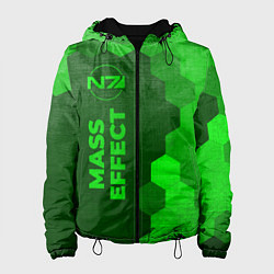 Куртка с капюшоном женская Mass Effect - green gradient по-вертикали, цвет: 3D-черный