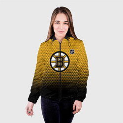 Куртка с капюшоном женская Бостон Брюинз - геометрический градиент, цвет: 3D-черный — фото 2