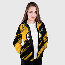 Куртка с капюшоном женская Бостон Брюинз - брызги краски, цвет: 3D-черный — фото 2
