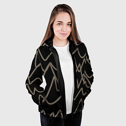 Куртка с капюшоном женская Кривые рукописные линии чёрно-коричневый, цвет: 3D-черный — фото 2