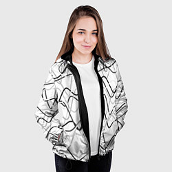 Куртка с капюшоном женская Белый с серыми волнистыми полосами, цвет: 3D-черный — фото 2