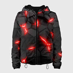 Куртка с капюшоном женская Красная неоновая броня, цвет: 3D-черный