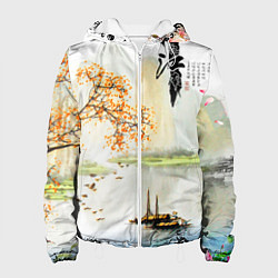 Куртка с капюшоном женская China Landscape, цвет: 3D-белый