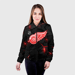 Куртка с капюшоном женская Детройт Ред Уингз - плиты с подсветкой, цвет: 3D-черный — фото 2