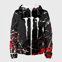 Куртка с капюшоном женская Monster energy штрихи, цвет: 3D-белый