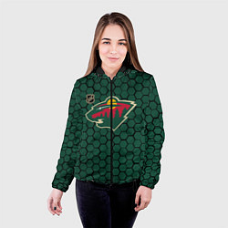 Куртка с капюшоном женская Миннесота Уайлд - зеленые соты, цвет: 3D-черный — фото 2