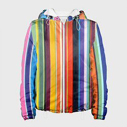 Куртка с капюшоном женская Разноцветная полоска, цвет: 3D-белый