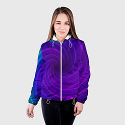 Куртка с капюшоном женская Фиолетовая спираль, цвет: 3D-белый — фото 2