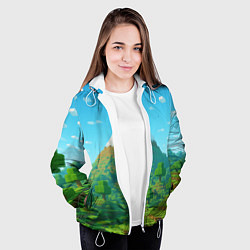 Куртка с капюшоном женская Пейзаж Minecraft с горой со снежной шапкой, цвет: 3D-белый — фото 2