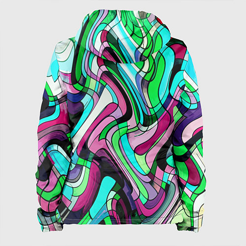 Женская куртка Зелёно-розовый искажённая абстракция / 3D-Черный – фото 2