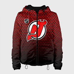 Куртка с капюшоном женская Нью Джерси Девилз - красный градиент, цвет: 3D-черный