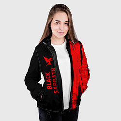 Куртка с капюшоном женская Black Sabbath - red gradient по-вертикали, цвет: 3D-черный — фото 2
