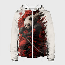 Куртка с капюшоном женская Демоническая панда самурай - нейроарт, цвет: 3D-белый