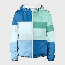 Куртка с капюшоном женская Мятное небо колор-блок, цвет: 3D-белый
