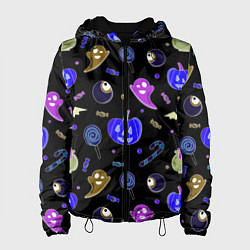 Куртка с капюшоном женская Halloween blue black pumpkin, цвет: 3D-черный