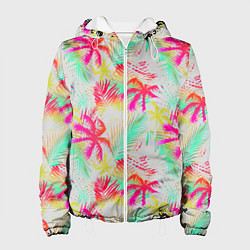 Куртка с капюшоном женская Palm yellow pink, цвет: 3D-белый
