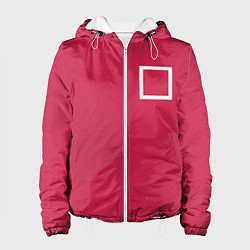 Куртка с капюшоном женская Страж Squid game квадрат, цвет: 3D-белый