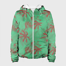 Куртка с капюшоном женская Palm brown turquoise, цвет: 3D-белый