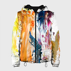 Куртка с капюшоном женская Разноцветные мазки кисти на палитре художника, цвет: 3D-черный