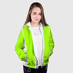 Куртка с капюшоном женская Color light green white stripes, цвет: 3D-белый — фото 2