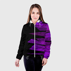 Куртка с капюшоном женская Color purple black stripes, цвет: 3D-белый — фото 2