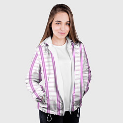 Куртка с капюшоном женская Color white cage pink line, цвет: 3D-белый — фото 2