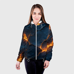 Куртка с капюшоном женская Разлом плит с огнем, цвет: 3D-белый — фото 2