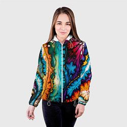 Куртка с капюшоном женская Разноцветный узор, цвет: 3D-белый — фото 2