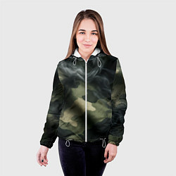 Куртка с капюшоном женская Камуфляжная ткань с дымом, цвет: 3D-белый — фото 2