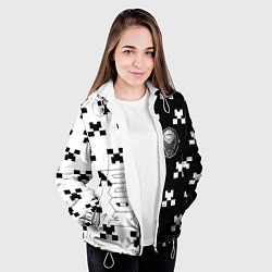 Куртка с капюшоном женская Doom x minecraft pattern, цвет: 3D-белый — фото 2