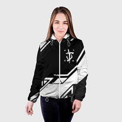 Куртка с капюшоном женская Doom geometry black, цвет: 3D-белый — фото 2