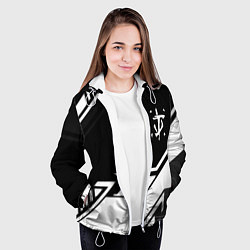 Куртка с капюшоном женская Doom geometry black, цвет: 3D-белый — фото 2