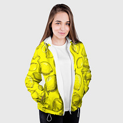 Куртка с капюшоном женская Яркий лимонный узор - паттерн, цвет: 3D-белый — фото 2