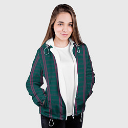 Куртка с капюшоном женская Color dark cage pink stripes, цвет: 3D-белый — фото 2