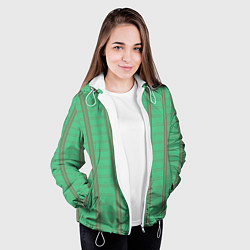 Куртка с капюшоном женская Color green cage brown stripes, цвет: 3D-белый — фото 2