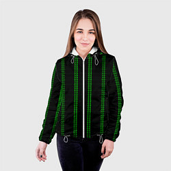 Куртка с капюшоном женская Color black cage green stripes, цвет: 3D-белый — фото 2