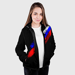 Куртка с капюшоном женская Герб на фоне цветов флага на чёрном фоне, цвет: 3D-черный — фото 2