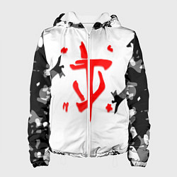 Куртка с капюшоном женская Doom лого камуфляж текстура, цвет: 3D-белый